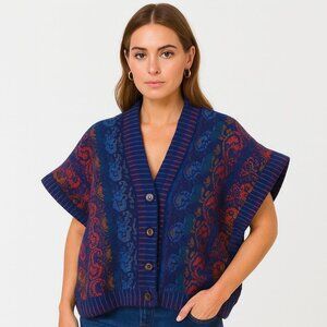 Heather Knits Wool Sweater L Blue Blend Made in Scotland Heritagecore Cozycore